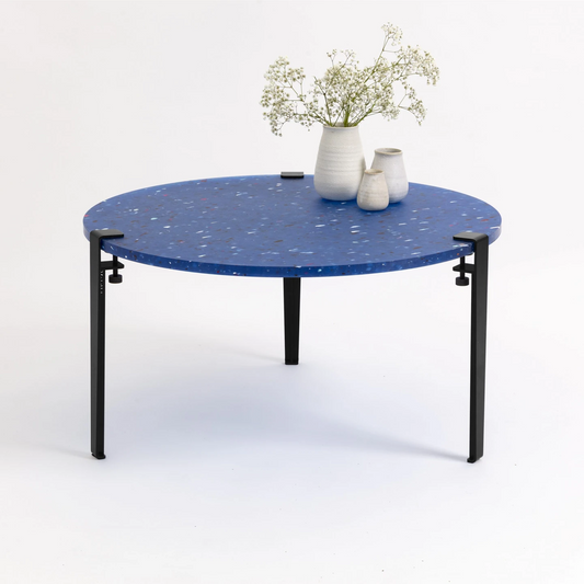 Table basse PACIFICO - diam' 80cm - Piètement noir-Bluedigo
