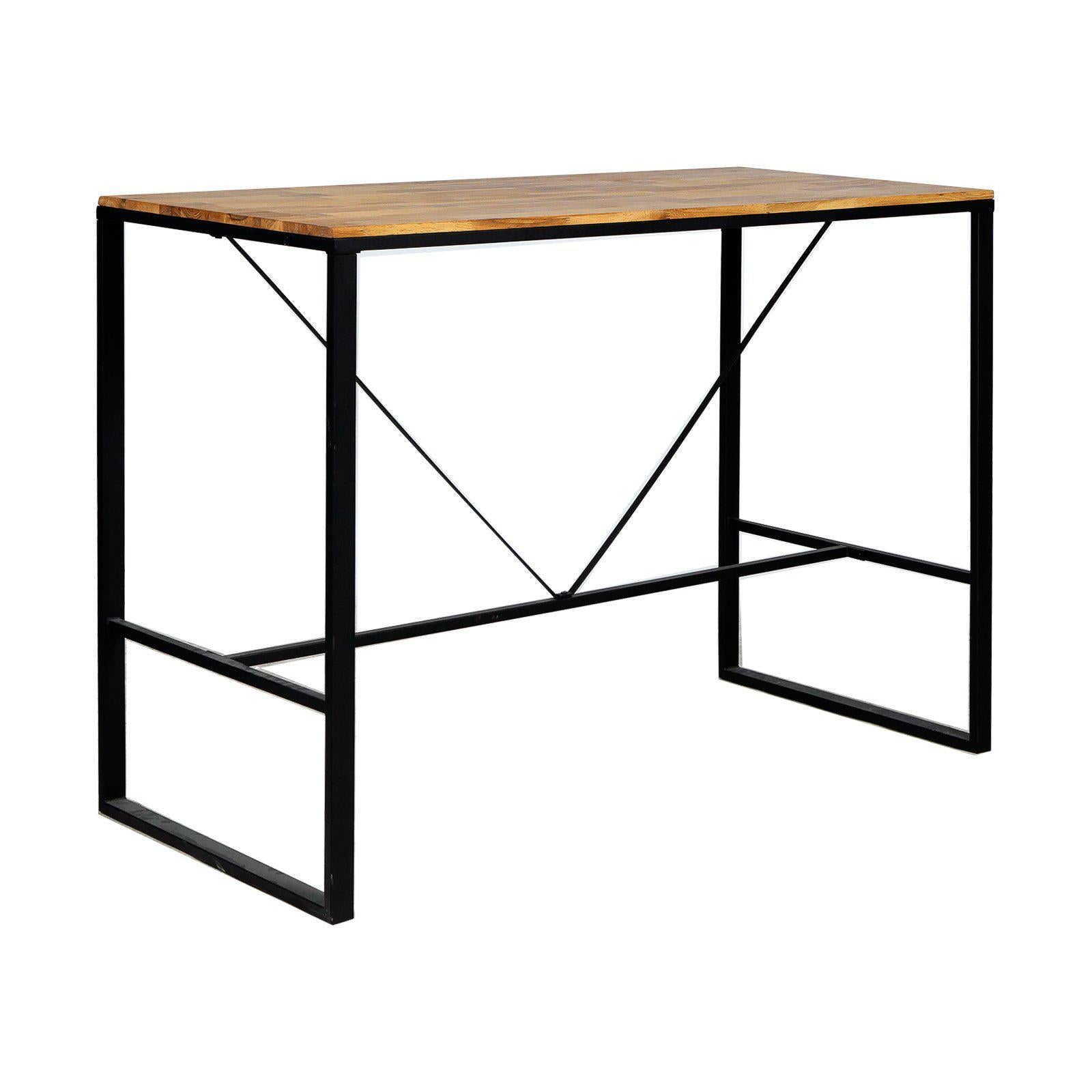 Table haute esprit industriel - Bois - 140 x 70 x 106 cm-Bluedigo