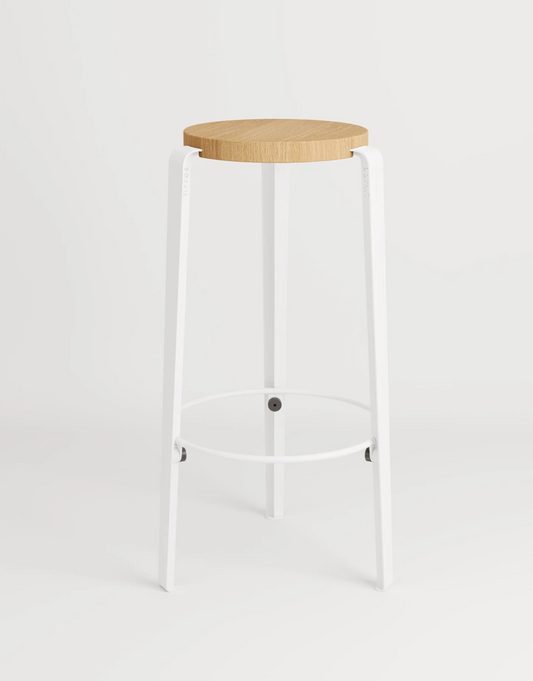 Tabouret BIG LOU Chêne - Piètement Blanc-Bluedigo