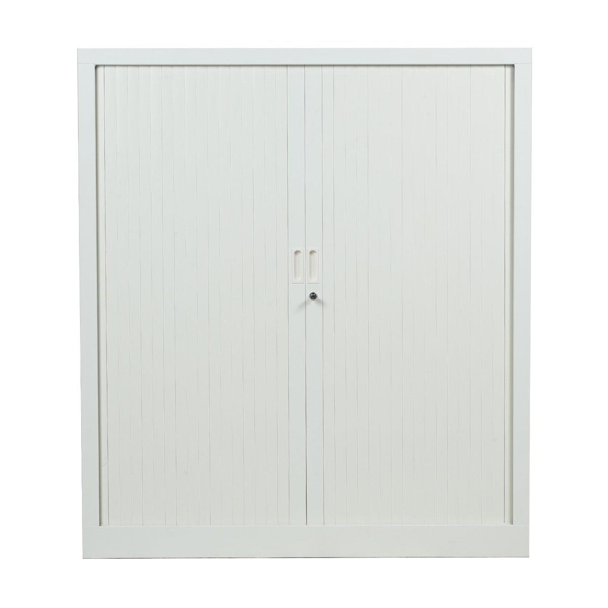 Armoire rideau basse occasion - Blanc - 100 x 45 x 135 cm-Bluedigo