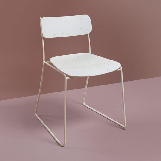 Chaise design SEN 93,7 - Acier blanc & plastique recyclé - 58 x 53,5 x 76 cm-Bluedigo