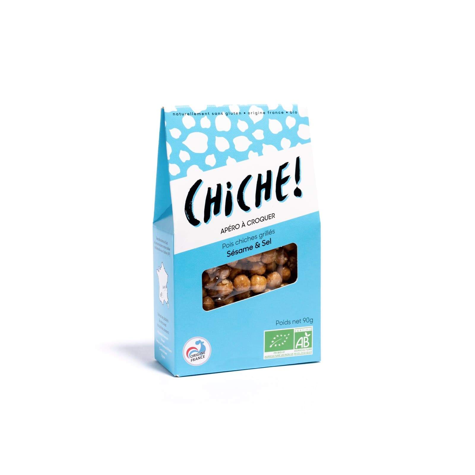 Snack Bio Chiche! - Pois chiches grillés - Sésame & Sel - Made in France-Bluedigo