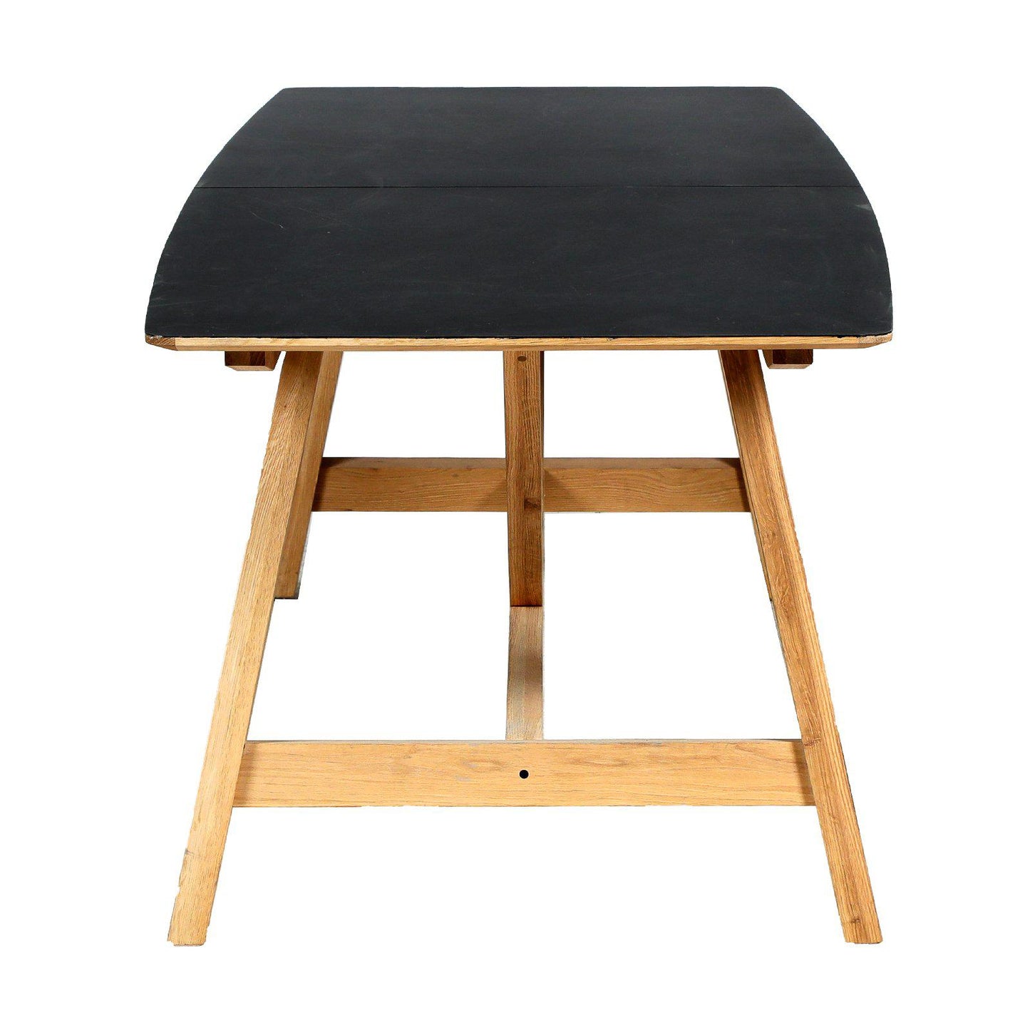 Table de réunion occasion - plateau noir en bois - 220 x 80 x 78 cm-Bluedigo