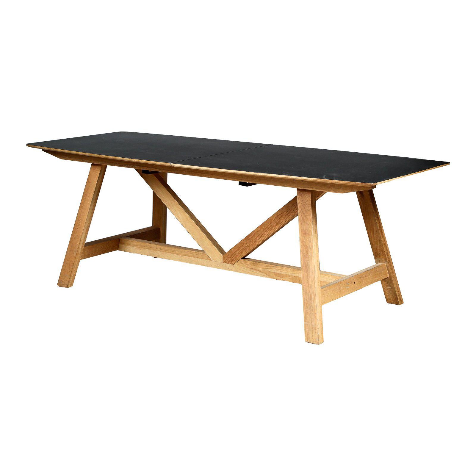 Table de réunion occasion - plateau noir en bois - 220 x 80 x 78 cm-Bluedigo